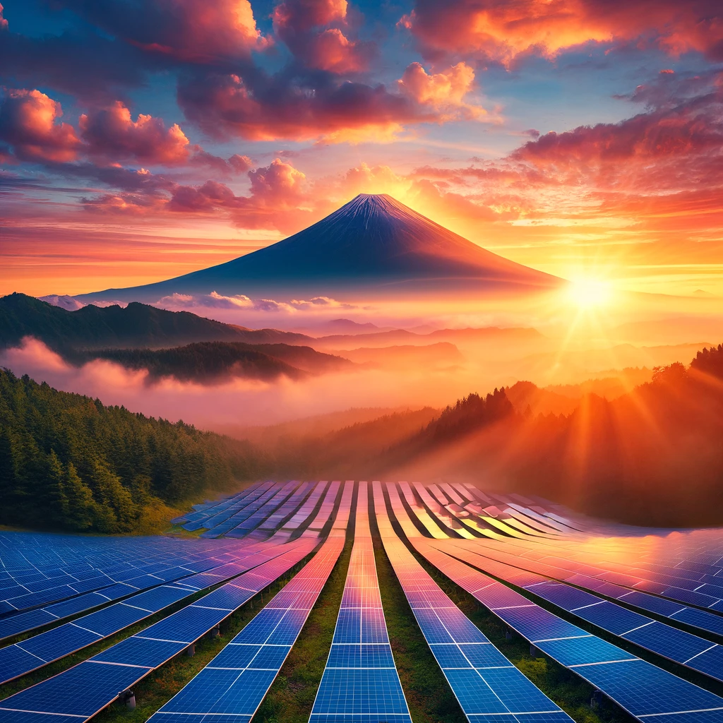 富士山と太陽光パネル