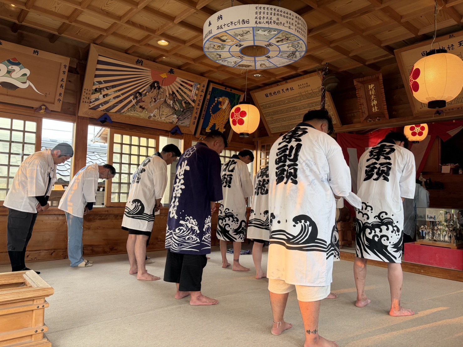 地録天神社での盆押し安全祈願